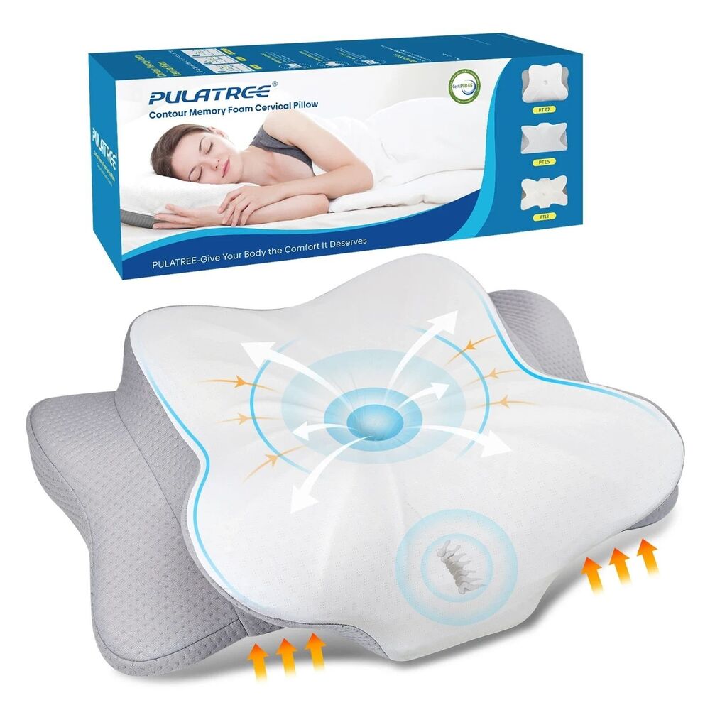 New Orthopedic Ergonomic Pillow Memory Foam Breathable Inner Cover Relaxing